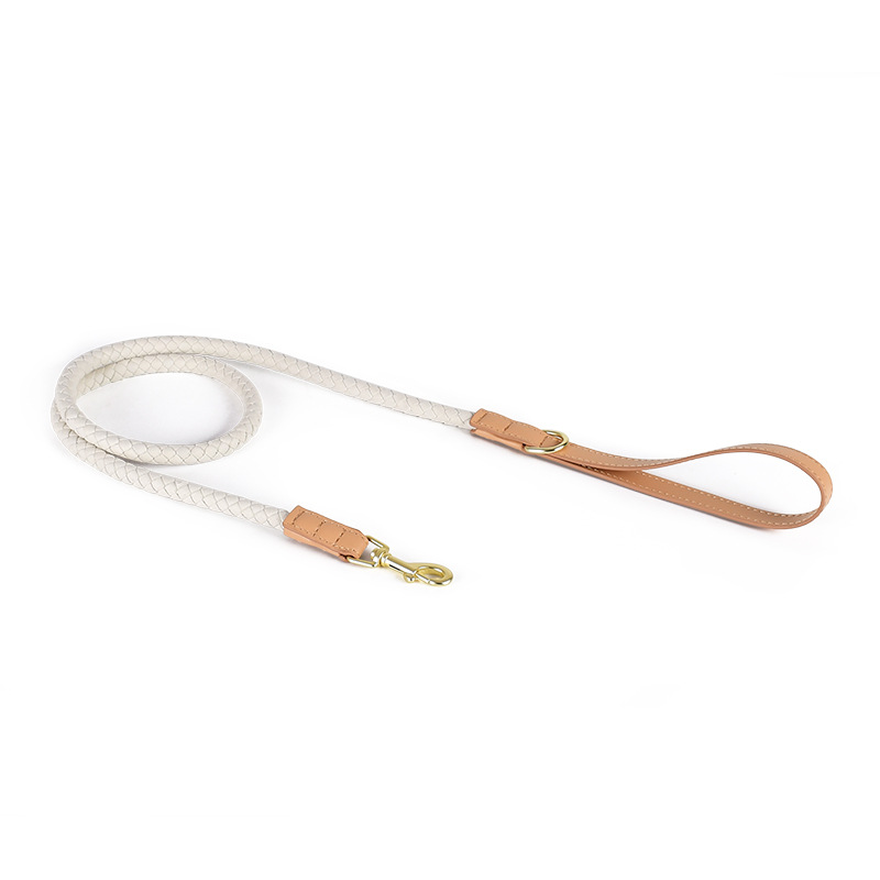 Macaron Braided Lead in Soft Vegan Suede - Ivory