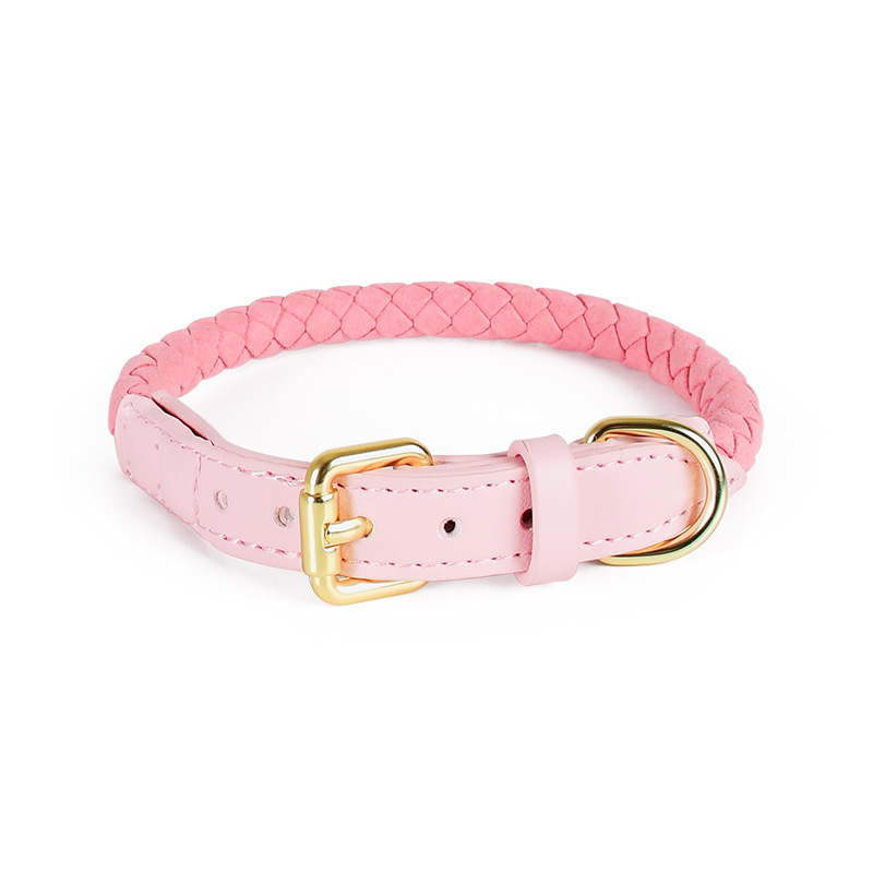 Rolled Braided Collar, Soft Vegan Suede - Blush