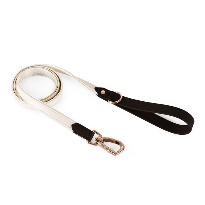 Oat & Tan Grab-Handle Lead, Vegan Leather