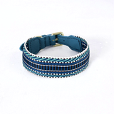 Festival Stripe Woven Band Collar & Lead Set - Blue