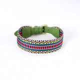 Festival Stripe Woven Band Collar & Lead Set - Green