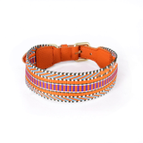 Festival Stripe Woven Band Collar & Lead Set - Orange