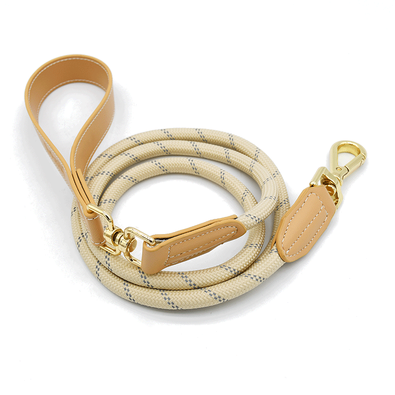 Sand Fleck Rope Lead with Tan Trim - Apricot