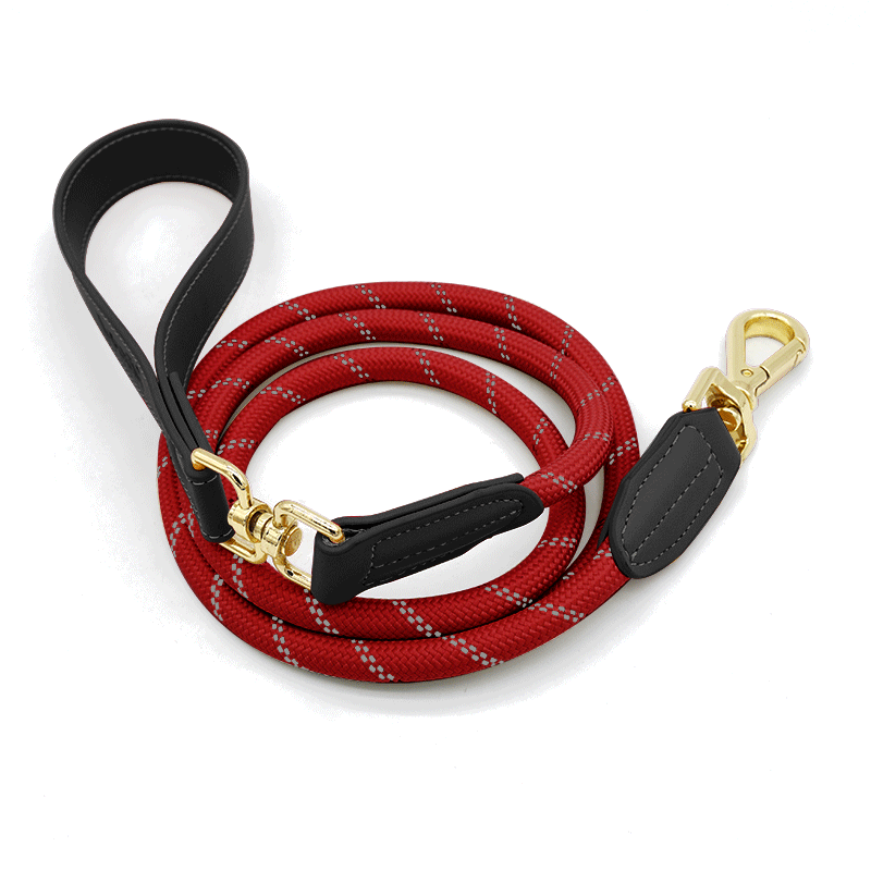 Sand Fleck Rope Lead with Tan Trim - Black