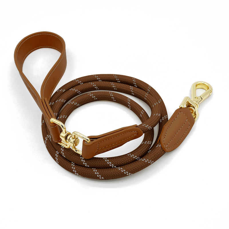 Sand Fleck Rope Lead with Tan Trim - Tan
