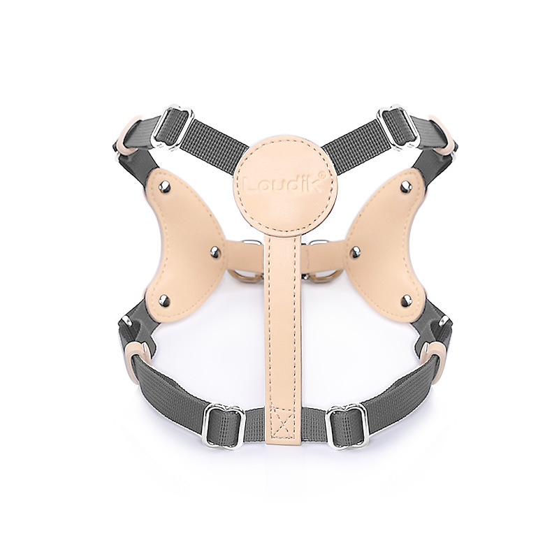 Two-Tone No-Choke Harness & Lead Set in Navy - Silver Grey
