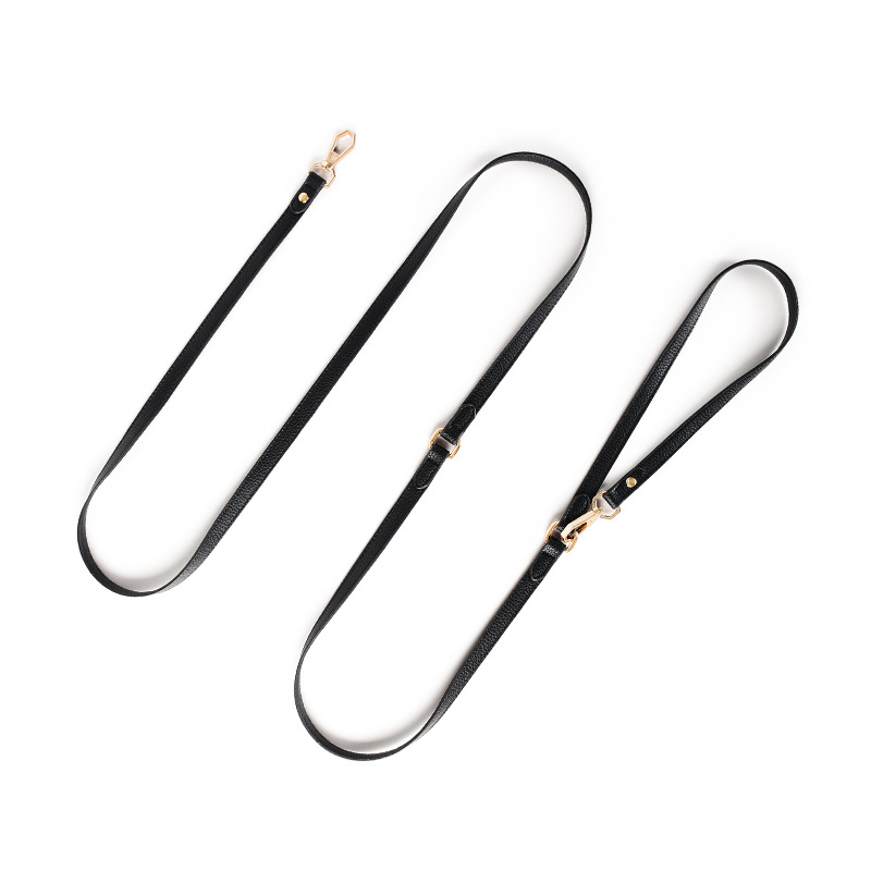 Cognac Adjustable Multi-Way Lead in Vegan Leather - Running lead 230 cm Black