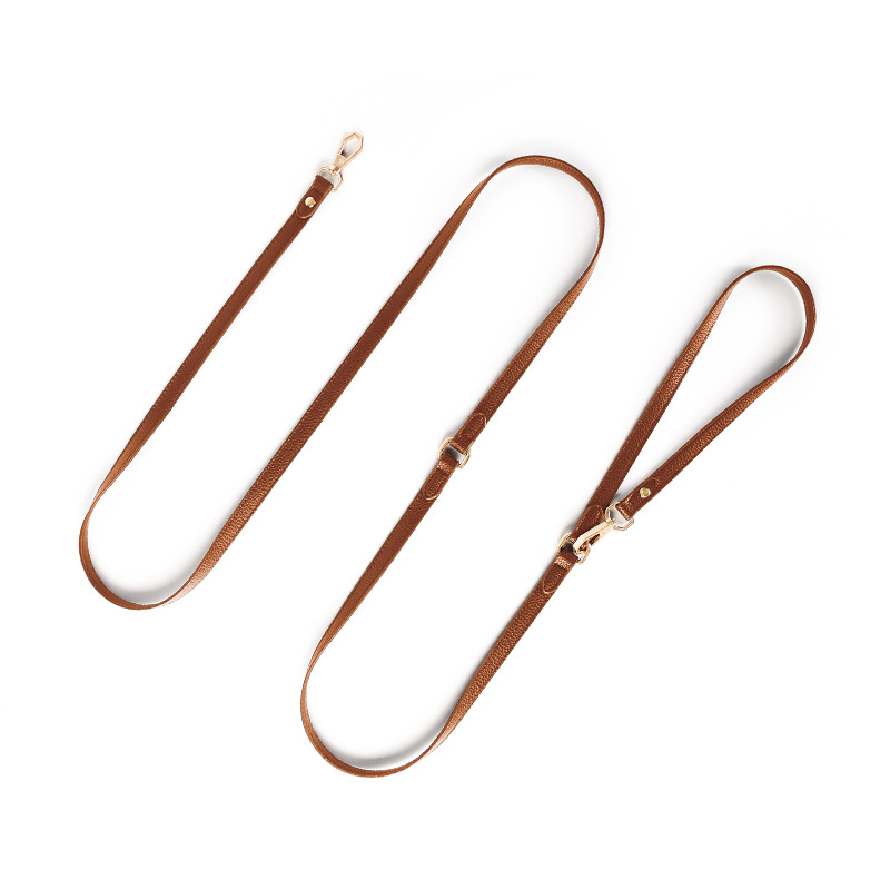 Cognac Adjustable Multi-Way Lead in Vegan Leather - Running lead 230 cm Tan