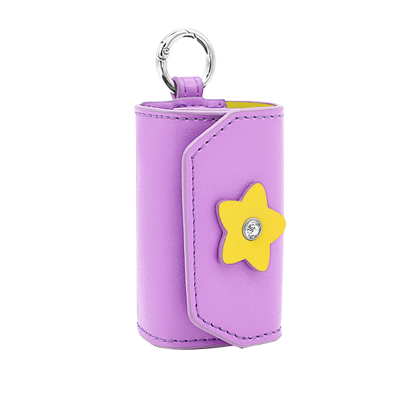 Star Charm Vegan Leather Walk Set for Cats & Small Dogs Poop Bag Holder - Violet