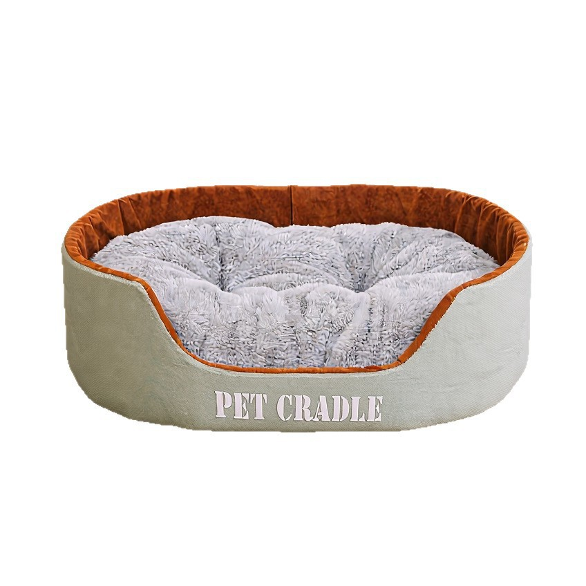 Sage Cradle Oval Bed with Shaggy Plush Lining