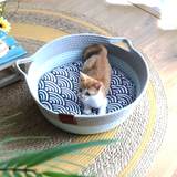 Seafoam Hand-Braided Cotton Rope Basket Bed - view 3