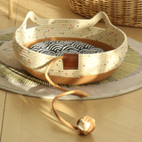 Kitty Ears Rope Basket Bed with Dangling Play Ball - view 4