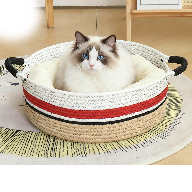 Racing Stripe Cotton Rope Basket Bed and Scratcher - view 1