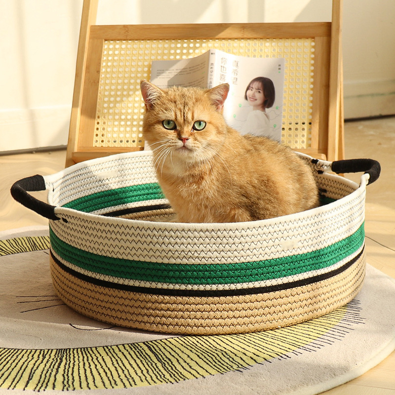 Racing Stripe Cotton Rope Basket Bed and Scratcher - view 2