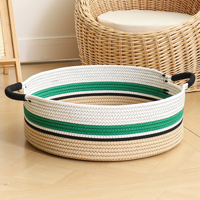 Racing Stripe Cotton Rope Basket Bed and Scratcher