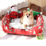 Yuletide Christmas Bolster Pet Bed with Plush Cushion - view 1