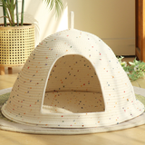 Hideaway Dome Cat Cave in Braided Cotton Rope - Confetti White
