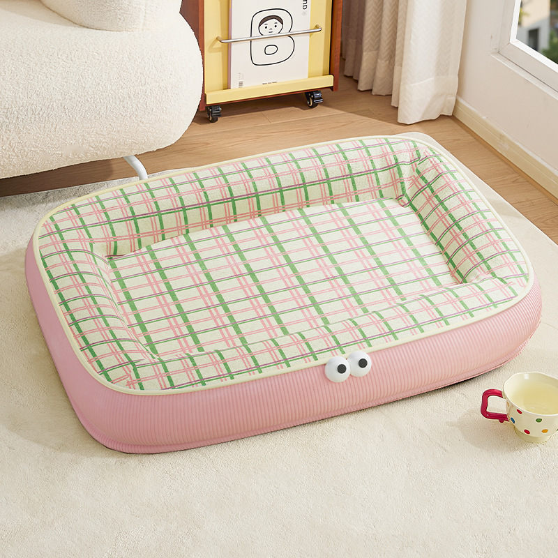 Picnic Plaid Bolster Bed with Googly-Eye Detail
