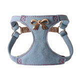 Vintage Denim Vest Harness with Metal Bow - Blue Single