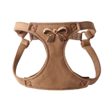 Vintage Denim Vest Harness with Metal Bow - Tan Single