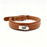 Contrast Stitch Turn-Lock Walk Set with Bag Holder Collar - Tan