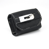 Contrast Stitch Turn-Lock Walk Set with Bag Holder Poop Bag Holder - Black
