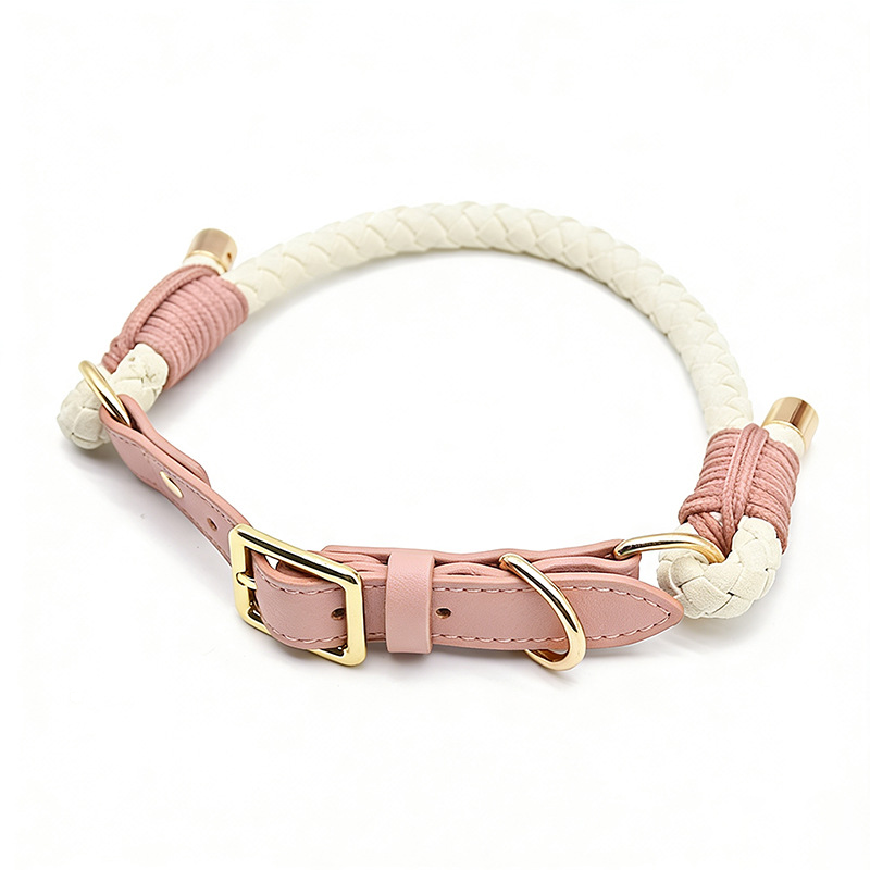 Natural Twist Rope Collar, Chestnut Trim