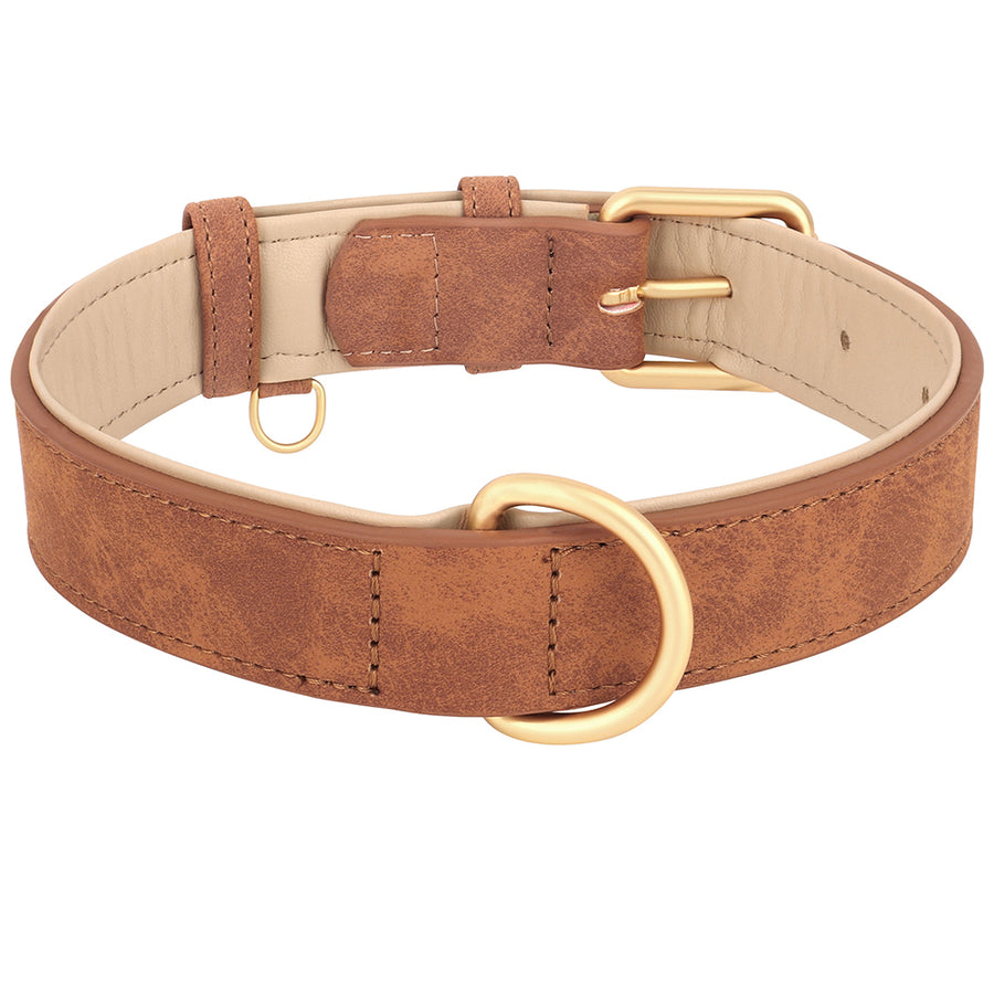 Neutral Earth Soft Suede Leather Dog Collar