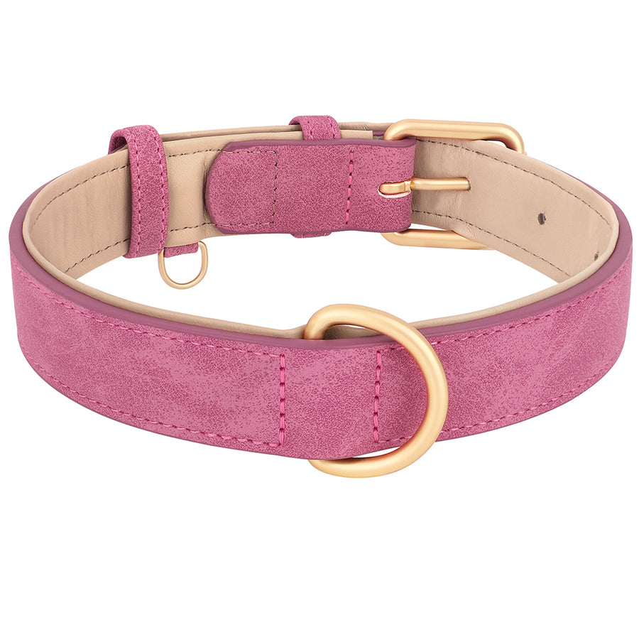 Neutral Earth Soft Suede Leather Dog Collar