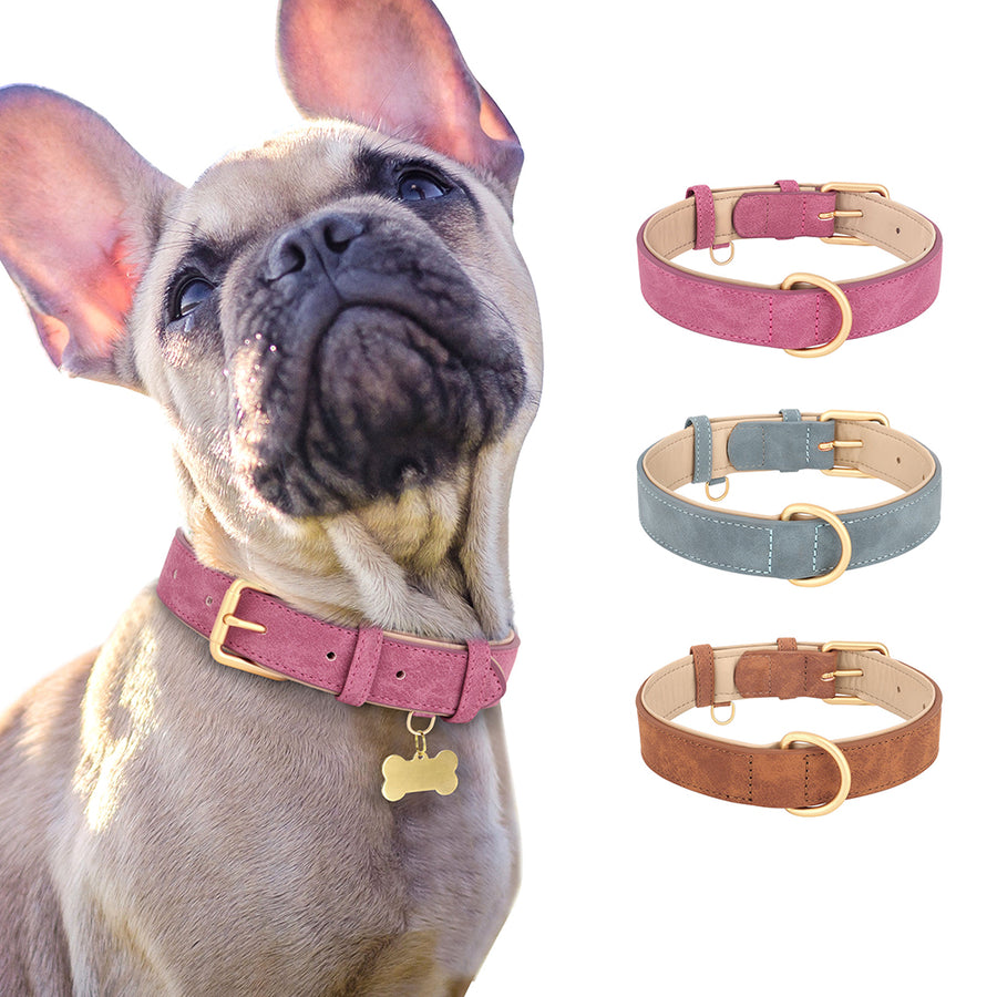 Neutral Earth Soft Suede Leather Dog Collar