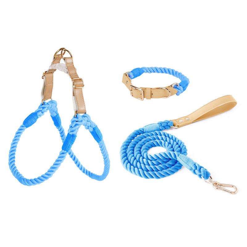 BowWow Handmade Bright Cotton Rope Collar & Leash Set