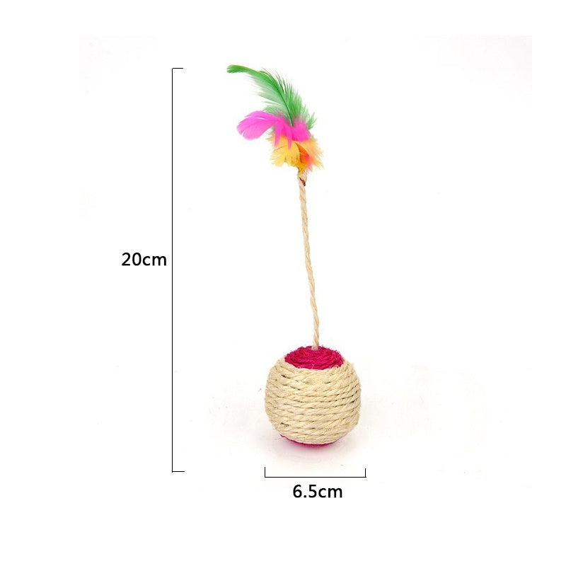 Feathered Interactive Sisal Scratching Ball Toy