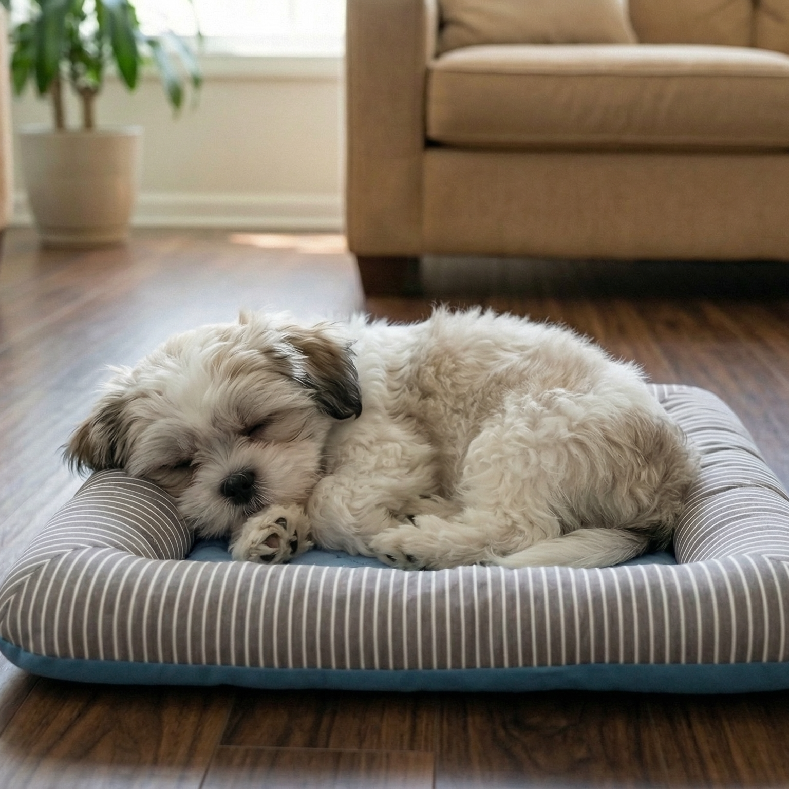 100% Cotton Plush Cushion Pet Bed - Signature Edition - side angle