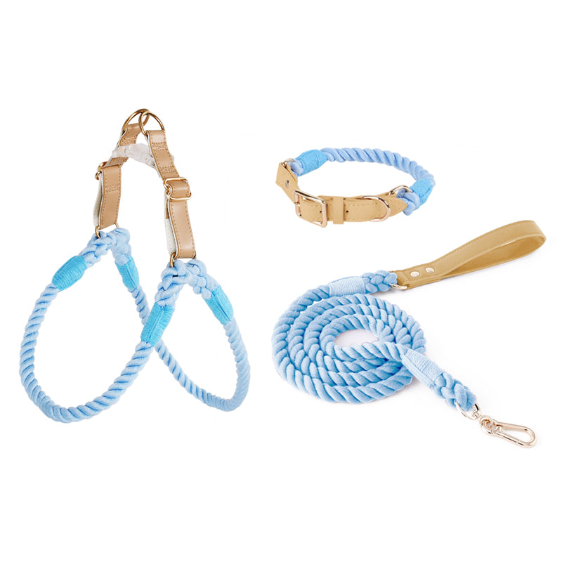 BowWow Handmade Bright Cotton Rope Collar & Leash Set