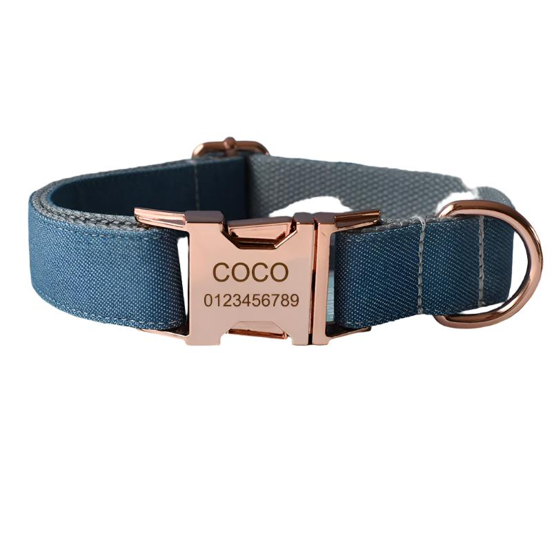 Blue Denim Dog Collar - Personalized