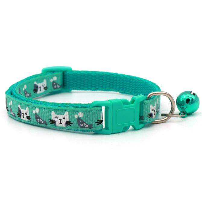 Colorful Cats Pattern Adjustable Collar with Bell