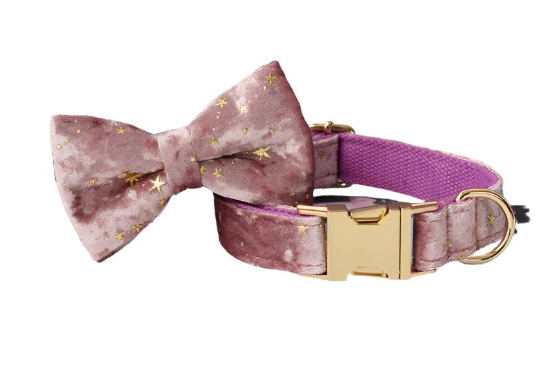 Starry Night Lilac Rose Dog Collar - Personalized