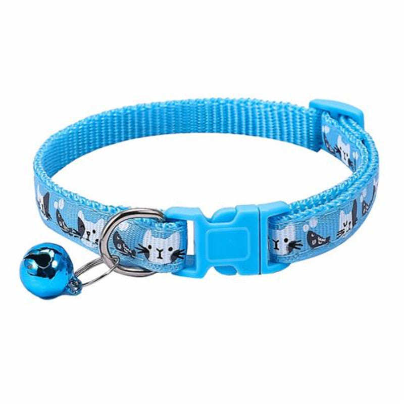 Colorful Cats Pattern Adjustable Collar with Bell