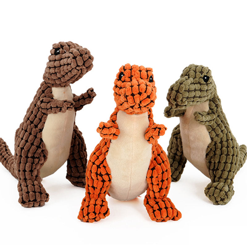 Squeaky Premium Fleece Plush Indestructible Dinosaur Chew Toy