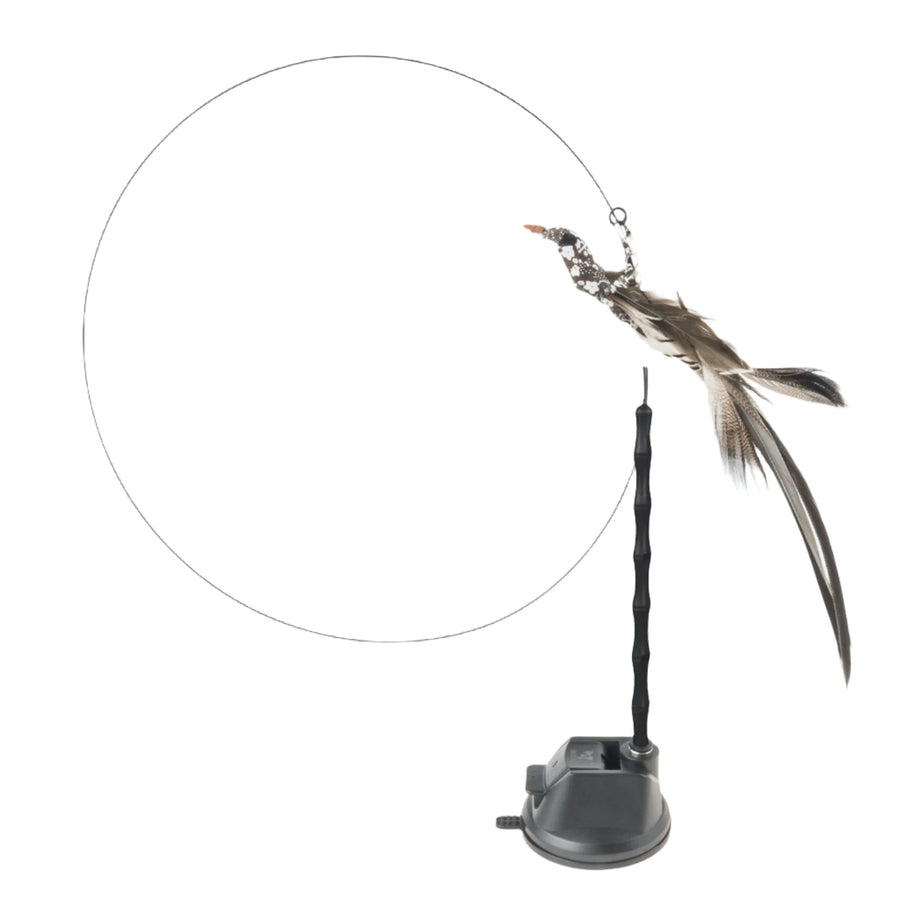 Hands-Free Interactive Bird/Feather Wand Toy with Bell