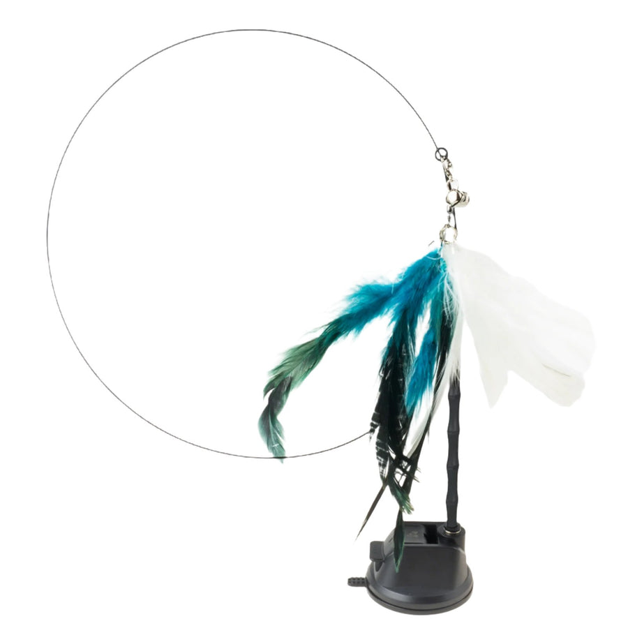 Hands-Free Interactive Bird/Feather Wand Toy with Bell