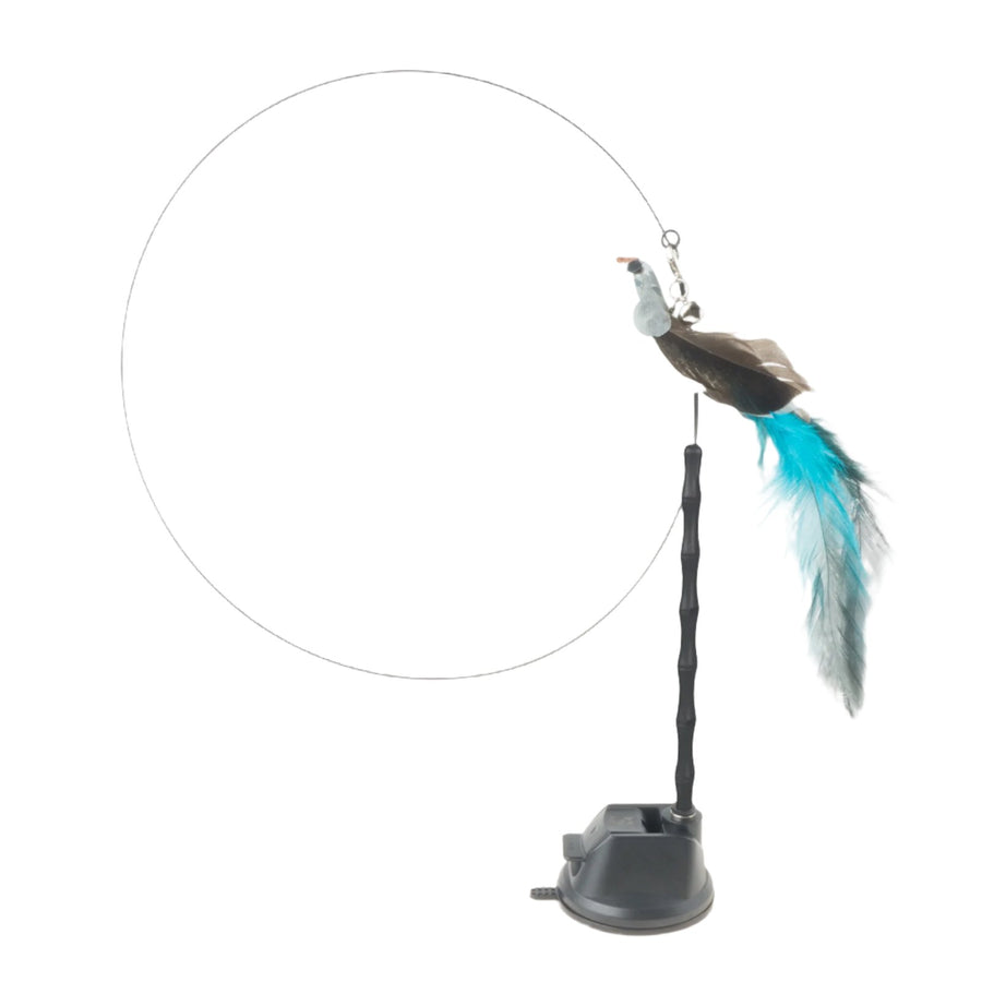 Hands-Free Interactive Bird/Feather Wand Toy with Bell