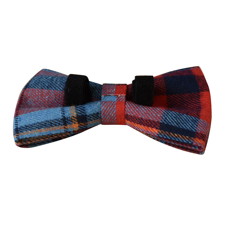 Orange Blue Plaid Collar with Detachable Bow - Personalized