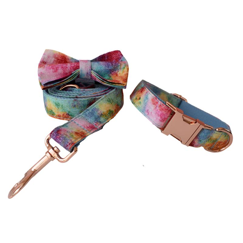 Rainbow Gradient Cotton Dog Collar - Personalized