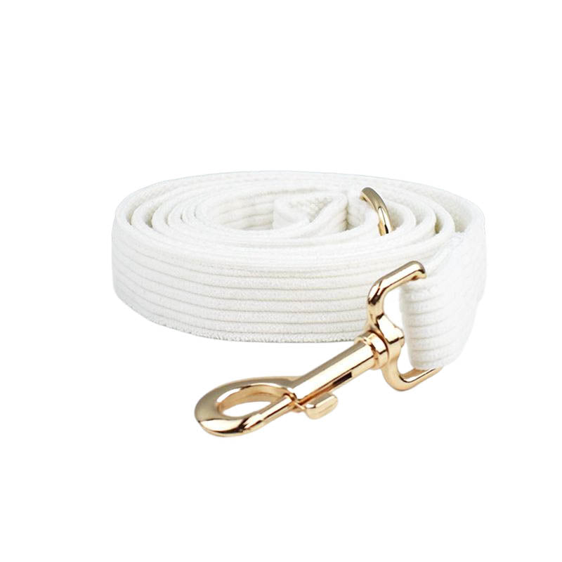 Tailored White Corduroy Harness Collar with Perosnalized Engraving