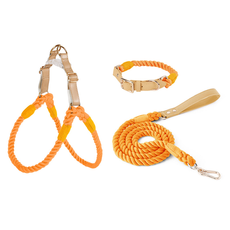 BowWow Handmade Bright Cotton Rope Collar & Leash Set