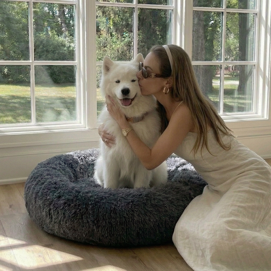 Fluffy Plush Donut Nest Pet Bed - Plush | PAWD