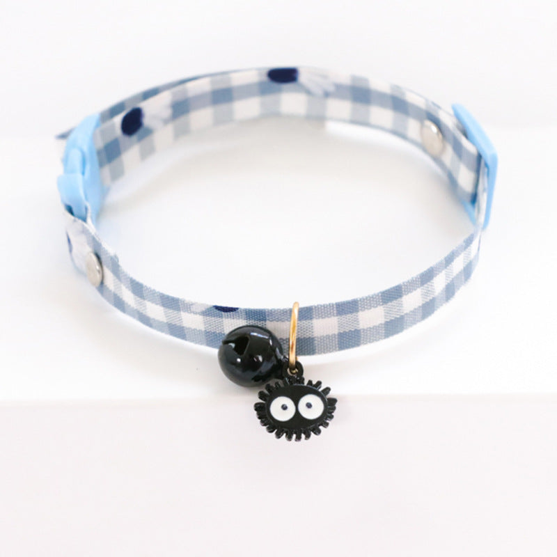 Deluxe Gingham Flower Pattern Pendant Collar with Bell