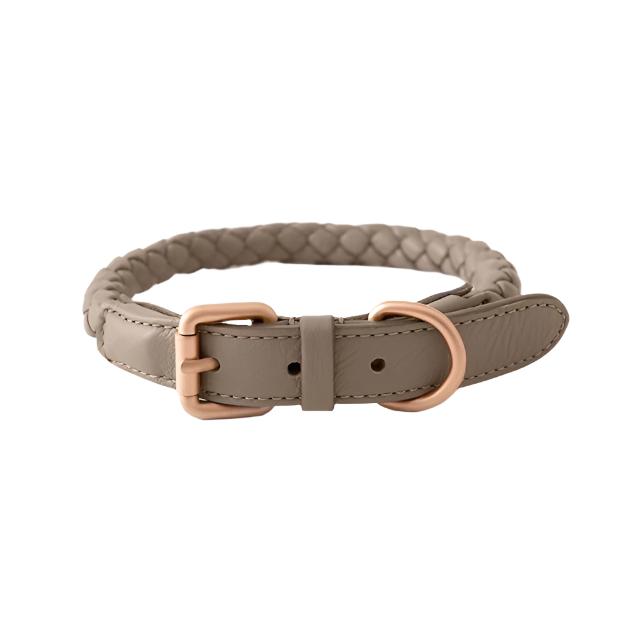 Deluxe Dessert Leather Weave Dog Collar