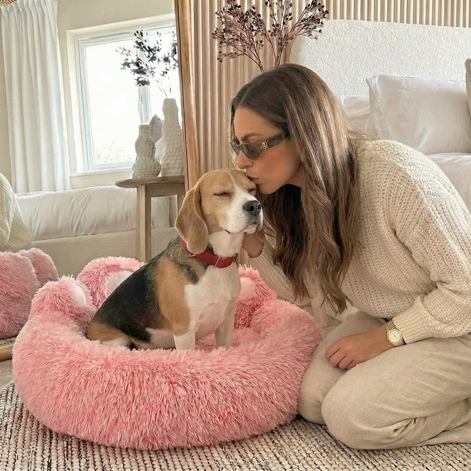 100% Cotton Plush Pet Bed - Cotton | PAWD